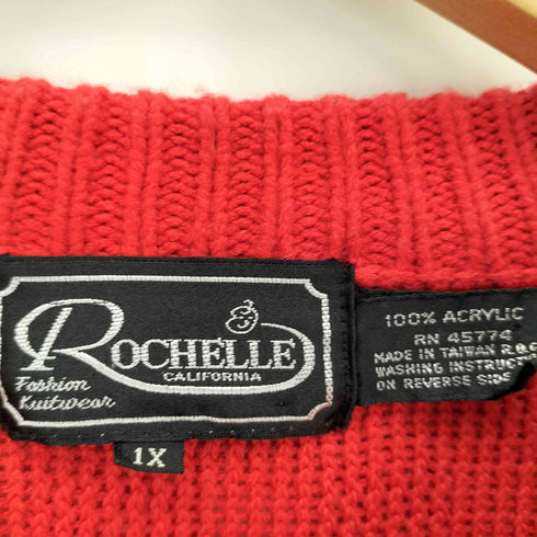 ROCHELLE ロシェル 台湾製 ジップアップ アクリルニットカーディガン レディース 1X