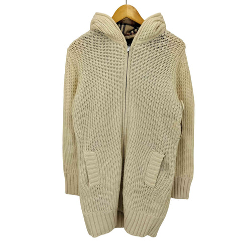 バーバリーロンドン BURBERRY LONDON ノバチェック フリースライナー付き カシミヤ混 ローゲージ ニット ジップアップ パーカー レディース 2