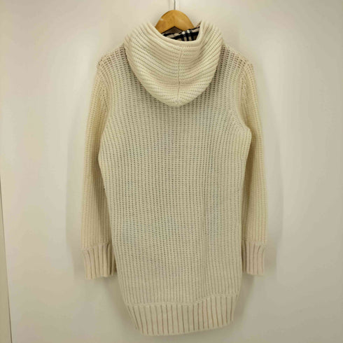 バーバリーロンドン BURBERRY LONDON ノバチェック フリースライナー付き カシミヤ混 ローゲージ ニット ジップアップ パーカー レディース 2
