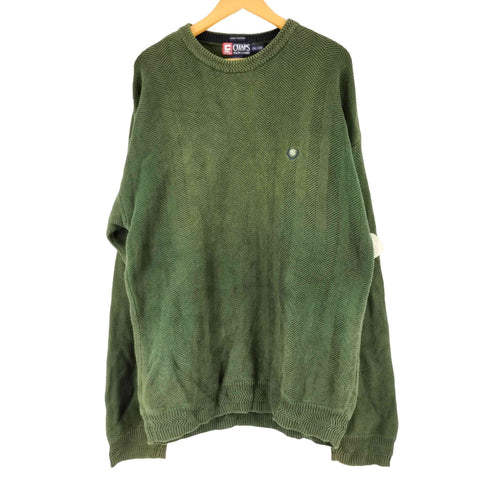 チャップスラルフローレン CHAPS RALPH LAUREN 90S ロゴ刺繍 ヘリンボーン コットンニット メンズ JPN:XXL