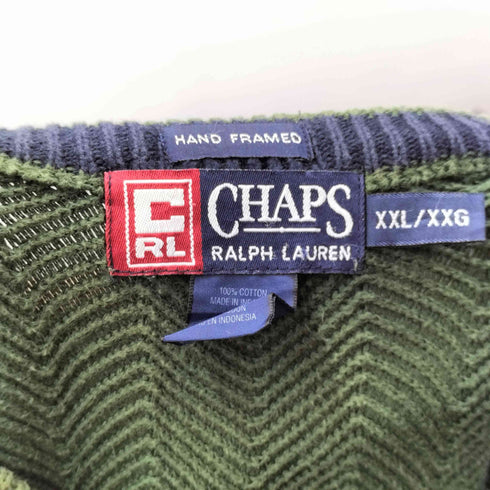 チャップスラルフローレン CHAPS RALPH LAUREN 90S ロゴ刺繍 ヘリンボーン コットンニット メンズ JPN:XXL