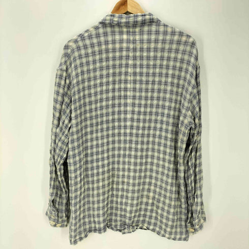 タケオキクチ TAKEO KIKUCHI 90S 初期 アセテート レーヨン 加工 L/S チェック ポップコーン シャツ メンズ JPN:3