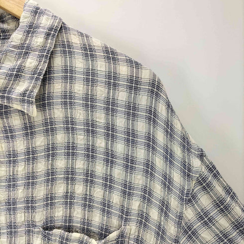 タケオキクチ TAKEO KIKUCHI 90S 初期 アセテート レーヨン 加工 L/S チェック ポップコーン シャツ メンズ JPN:3