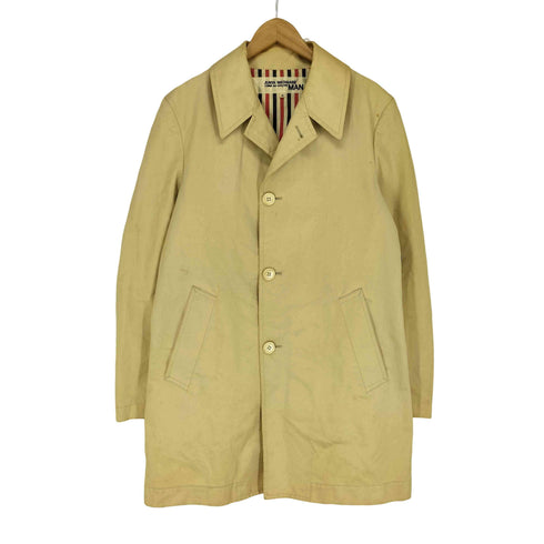 ジュンヤワタナベコムデギャルソンマン JUNYA WATANABE COMME des GARCONS MAN AD2002 裏地ストライプ コットン ステンカラーコート メンズ M