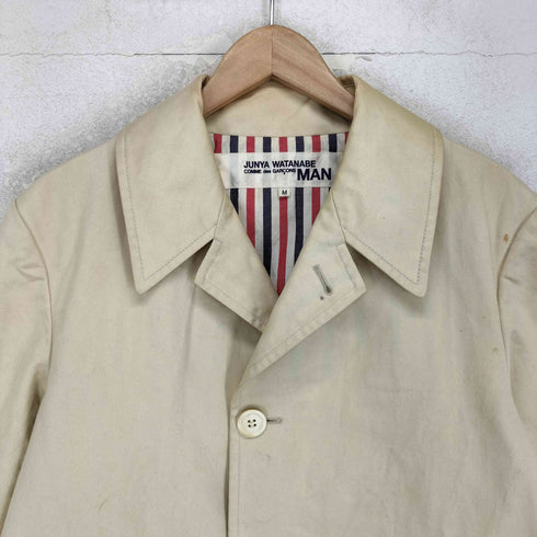 ジュンヤワタナベコムデギャルソンマン JUNYA WATANABE COMME des GARCONS MAN AD2002 裏地ストライプ コットン ステンカラーコート メンズ M