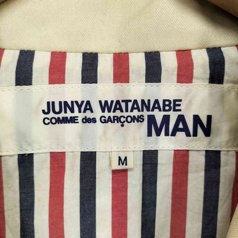 ジュンヤワタナベコムデギャルソンマン JUNYA WATANABE COMME des GARCONS MAN AD2002 裏地ストライプ コットン ステンカラーコート メンズ M