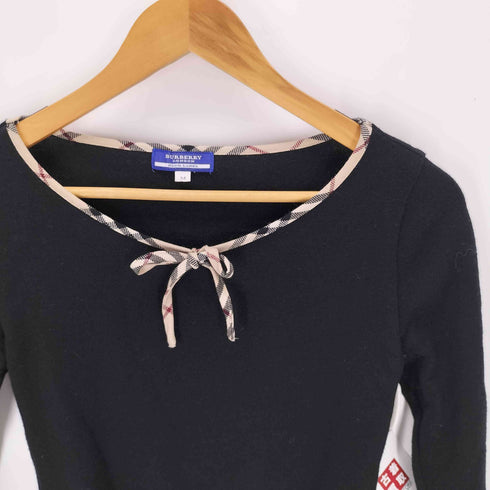 バーバリーブルーレーベル BURBERRY BLUE LABEL ノバチェック 長袖 ニットプルオーバー レディース M