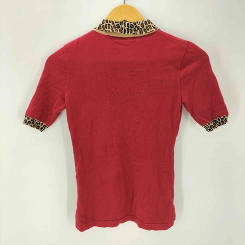 ヒステリックグラマー HYSTERIC GLAMOUR 90 OLD 初期 ヘム レオパード S/S クロップド ニット ポロ Y2K レディース FREE