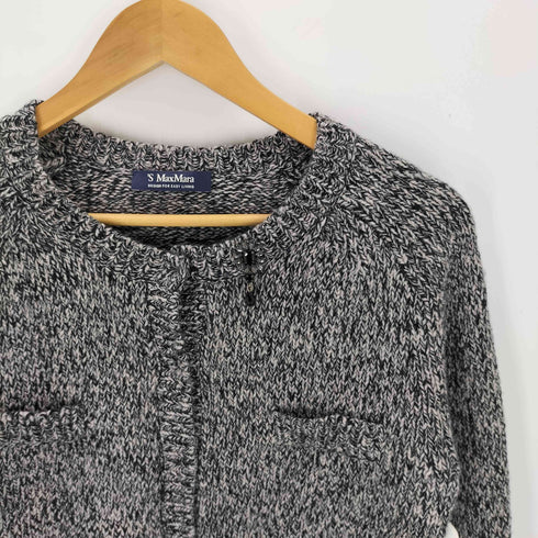 エスマックスマーラ S Max Mara ビジュー装飾 クルーネック メラン ニットカーディガン レディース