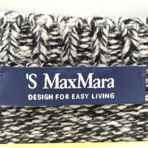 エスマックスマーラ S Max Mara ビジュー装飾 クルーネック メラン ニットカーディガン レディース
