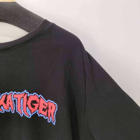 オニツカタイガー ONITSUKA TIGER ロゴ プリント ブラック スウェット トレーナー メンズ JPN:XL