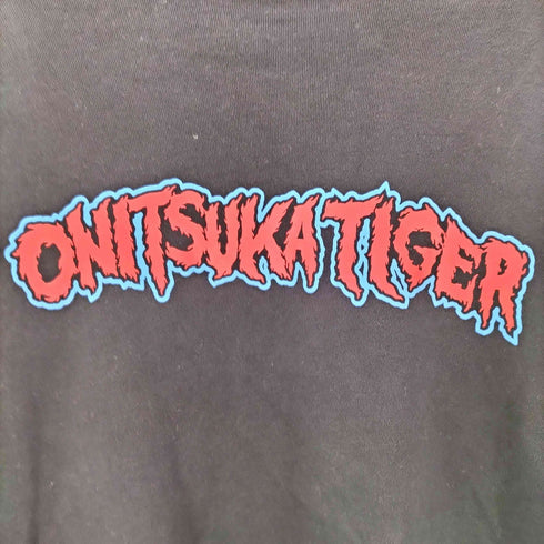 オニツカタイガー ONITSUKA TIGER ロゴ プリント ブラック スウェット トレーナー メンズ JPN:XL