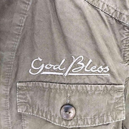 ラウンジリザード LOUNGELIZARD God Bless ワッペン ショートスリーブ ミリタリーシャツ メンズ