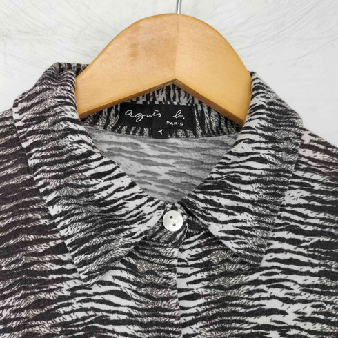 アニエスベー agnes b. PARIS レーヨン ゼブラ柄 シャツ レディース
