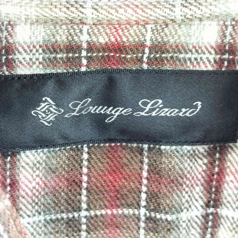 ラウンジリザード LOUNGELIZARD バンドカラー 七分袖 ウエスタン チェックシャツ メンズ JPN:1