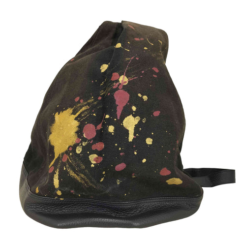 ディスコードヨウジヤマモト discord Yohji Yamamoto Painted Linen Y Bag カウレザー切替 ペインティング リネンYバッグ メンズ