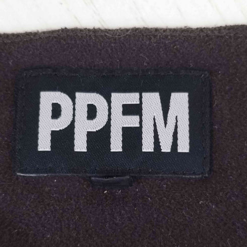 ピーピーエフエム PPFM メッセージ プリント フェイク スエード Uネック L/S 長袖 カットソー ネオグランジ Y2K メンズ JPN:L