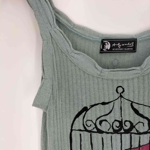 アンディウォーホルバイヒステリックグラマー andy warhol by HYSTERIC GLAMOUR 鳥かご birdcage ノースリーブ ニット タンクトップ Y2K レディース FREE