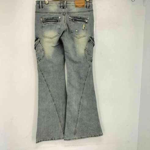 not knowing Line-Cut Cargo Flared Jeans 韓国ブランド Y2K レディース JPN:S