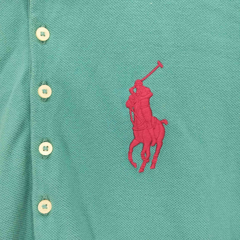 ラルフローレン RALPH LAUREN ビッグポニー刺繍 フリル ポロチュニック ターコイズブルー Y2K レディース 16