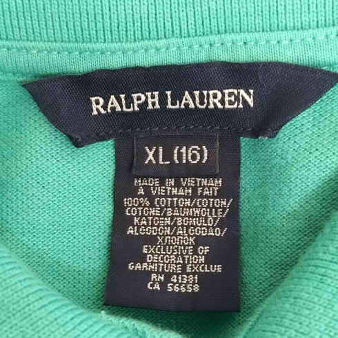 ラルフローレン RALPH LAUREN ビッグポニー刺繍 フリル ポロチュニック ターコイズブルー Y2K レディース 16