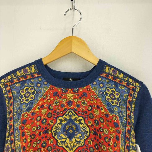 エトロ ETRO シルクウール 異素材切替 ボタニカル 半袖 ニット ブラウス レディース 46