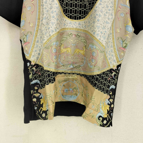 エトロ ETRO シルクレーヨン 異素材切替 ボタニカル 半袖 ニット ブラウス レディース 44
