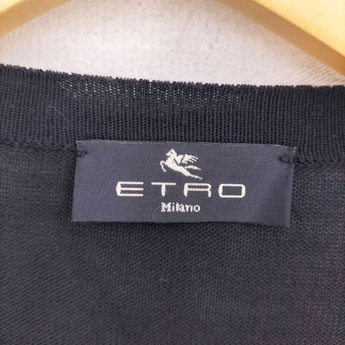 エトロ ETRO シルクレーヨン 異素材切替 ボタニカル 半袖 ニット ブラウス レディース 44