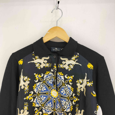 エトロ ETRO シルクウール 異素材切替 ボタニカル 長袖 ポロニット レディース 42