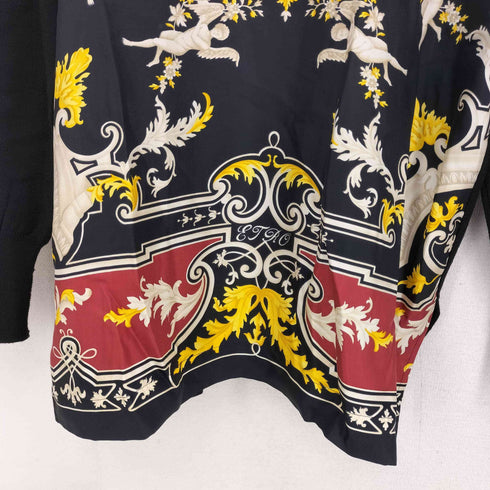 エトロ ETRO シルクウール 異素材切替 ボタニカル 長袖 ポロニット レディース 42