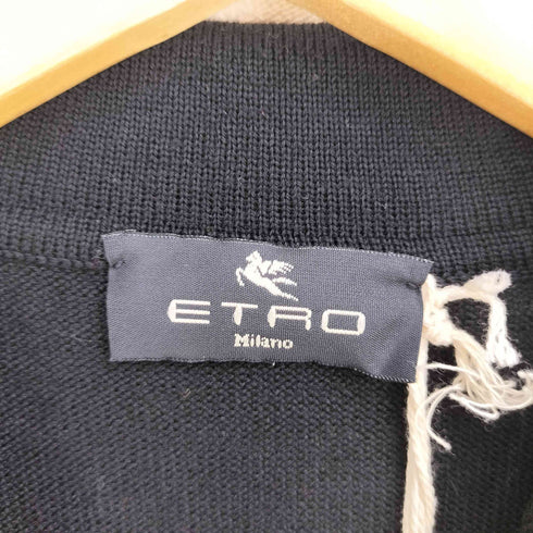 エトロ ETRO シルクウール 異素材切替 ボタニカル 長袖 ポロニット レディース 42