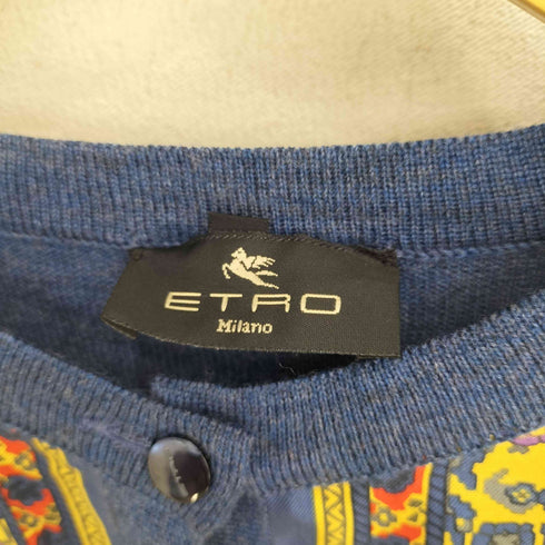 エトロ ETRO シルクウール 異素材切替 ボタニカル 長袖 カーディガン レディース 46