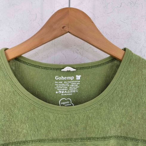 ゴーヘンプ GOHEMP ヘンプ オーガニックコットン 袖タイダイ柄 7分丈 カットソー メンズ L