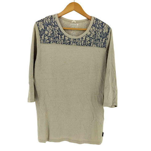 ゴーヘンプ GOHEMP ヘンプ オーガニックコットン ボタニカル柄 切替 7分丈 カットソー メンズ L