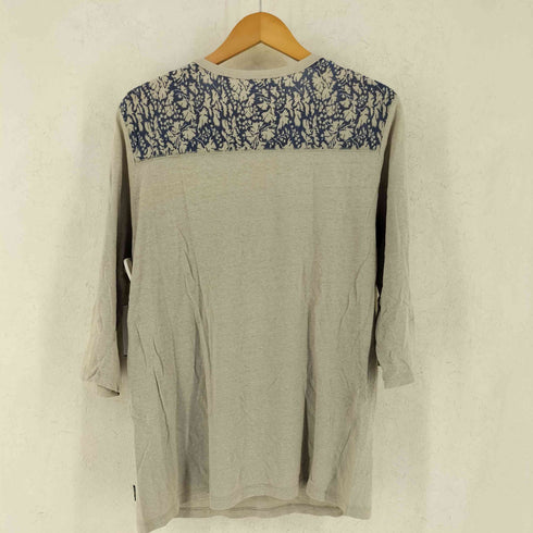 ゴーヘンプ GOHEMP ヘンプ オーガニックコットン ボタニカル柄 切替 7分丈 カットソー メンズ L