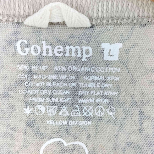 ゴーヘンプ GOHEMP ヘンプ オーガニックコットン ボタニカル柄 切替 7分丈 カットソー メンズ L