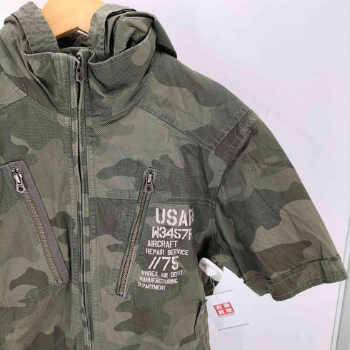 アヴィレックス AVIREX CAMO STRECH ZIP SH カモフラージュ ストレッチ ジップ 半袖シャツ メンズ JPN:L