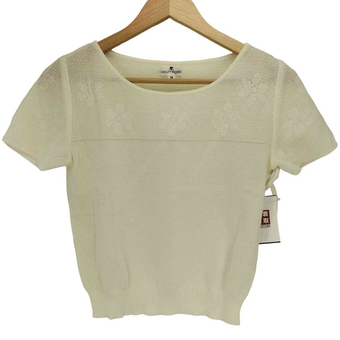 クレージュ courreges リネン混 メッシュ切替 半袖ニット レディース 9R