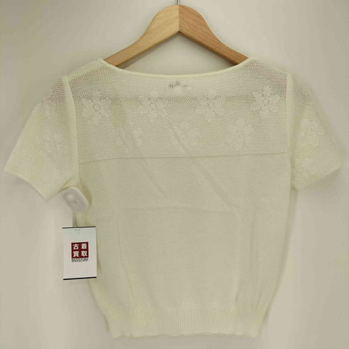 クレージュ courreges リネン混 メッシュ切替 半袖ニット レディース 9R