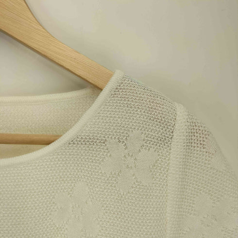 クレージュ courreges リネン混 メッシュ切替 半袖ニット レディース 9R