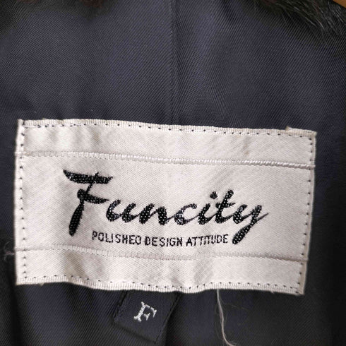 FUNCITY ファンシティ カウレザー ファーネック ステンカラーコート レディース FREE