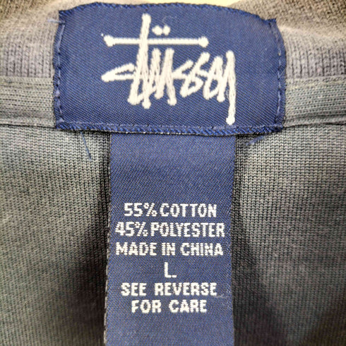 ステューシー Stussy 00s 紺タグ コットンポリ ボーダー 半袖 ポロシャツ メンズ Ⅼ