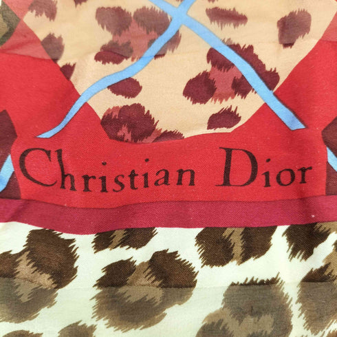 クリスチャンディオール Christian Dior レオパード アーガイル 大判 スカーフ レディース