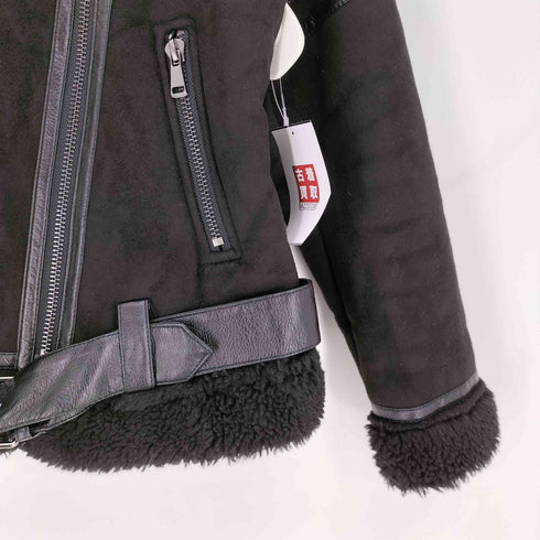 ザラ ZARA フェイクレザー ボア ダブルライダースジャケット レディース import:S