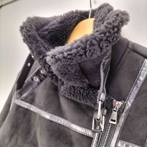 ザラ ZARA フェイクレザー ボア ダブルライダースジャケット レディース import:S