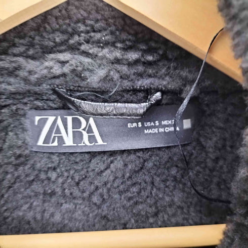 ザラ ZARA フェイクレザー ボア ダブルライダースジャケット レディース import:S