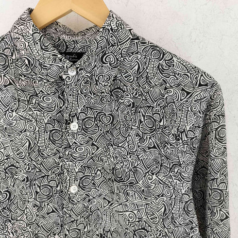 アニエスベーオム Agnes b.homme チュニジア製 幾何学模様柄 長袖 コットン レギュラーカラー シャツ メンズ 40