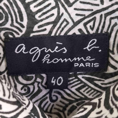 アニエスベーオム Agnes b.homme チュニジア製 幾何学模様柄 長袖 コットン レギュラーカラー シャツ メンズ 40