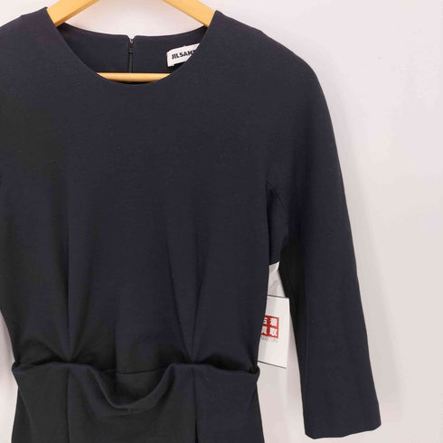 ジルサンダー JIL SANDER イタリア製 クルーネック コットン 七分袖 ワンピース レディース DE:36
