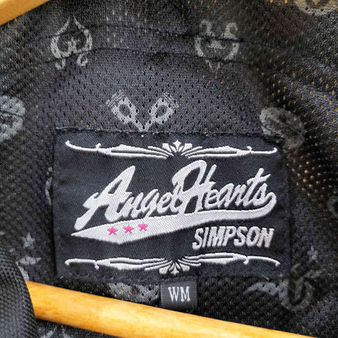 SIMPSON ANGEL HEARTS シンプソン エンジェルハーツ ロゴ刺繍 フード付 ライダースジャケット レディース import:M